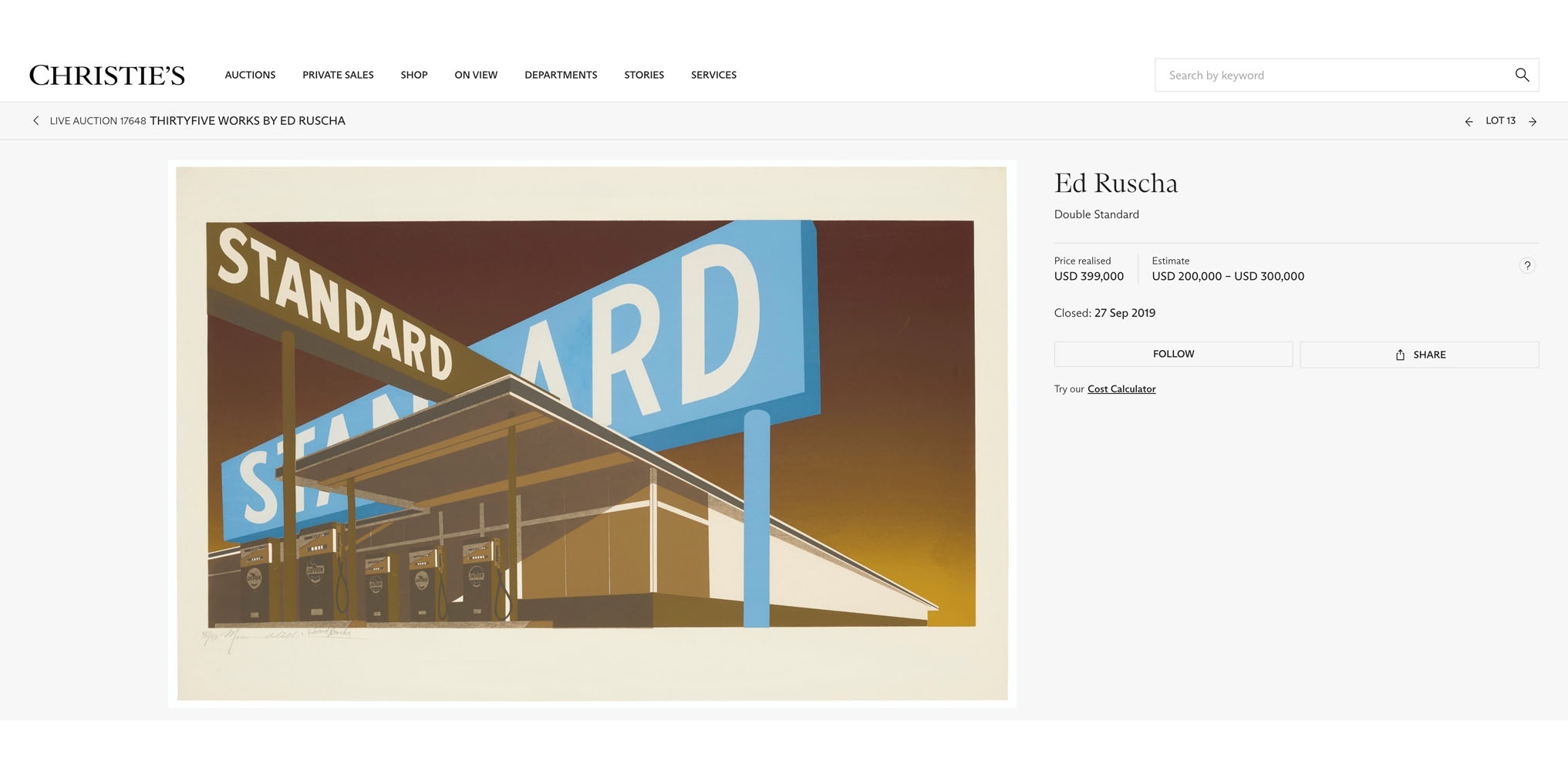 Double Standard sold by Christie's in 2019