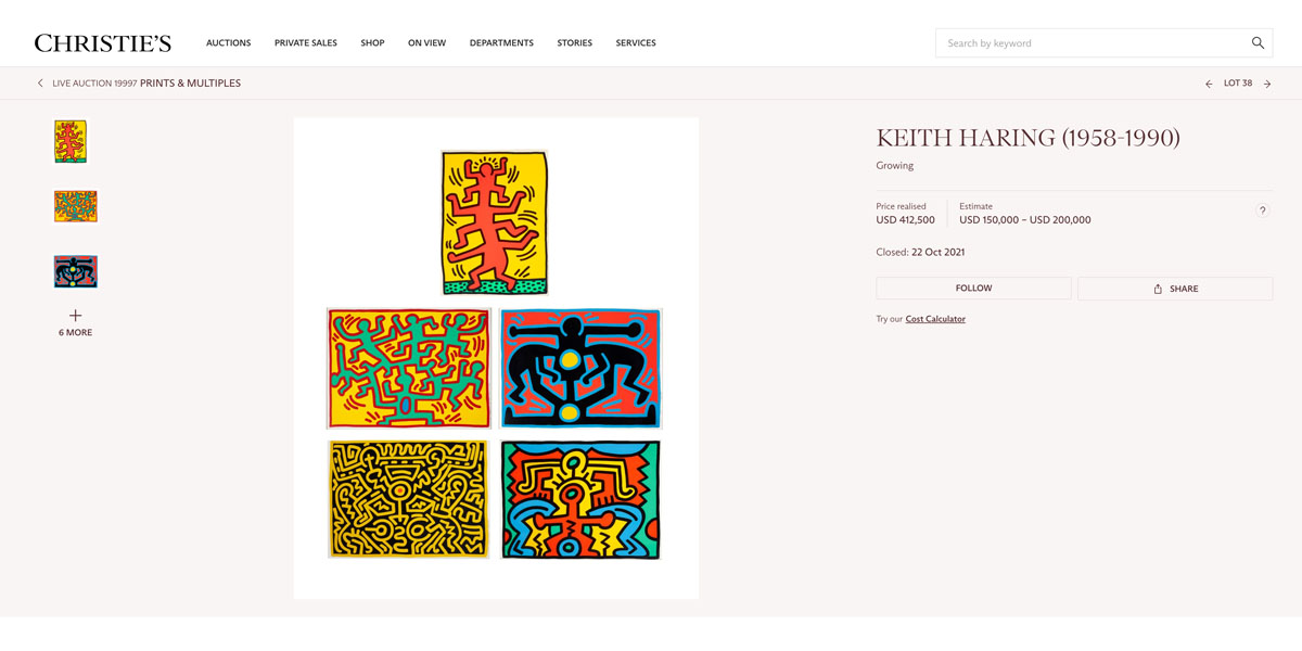 Growing (Set of 5) sold by Christie's in 2021