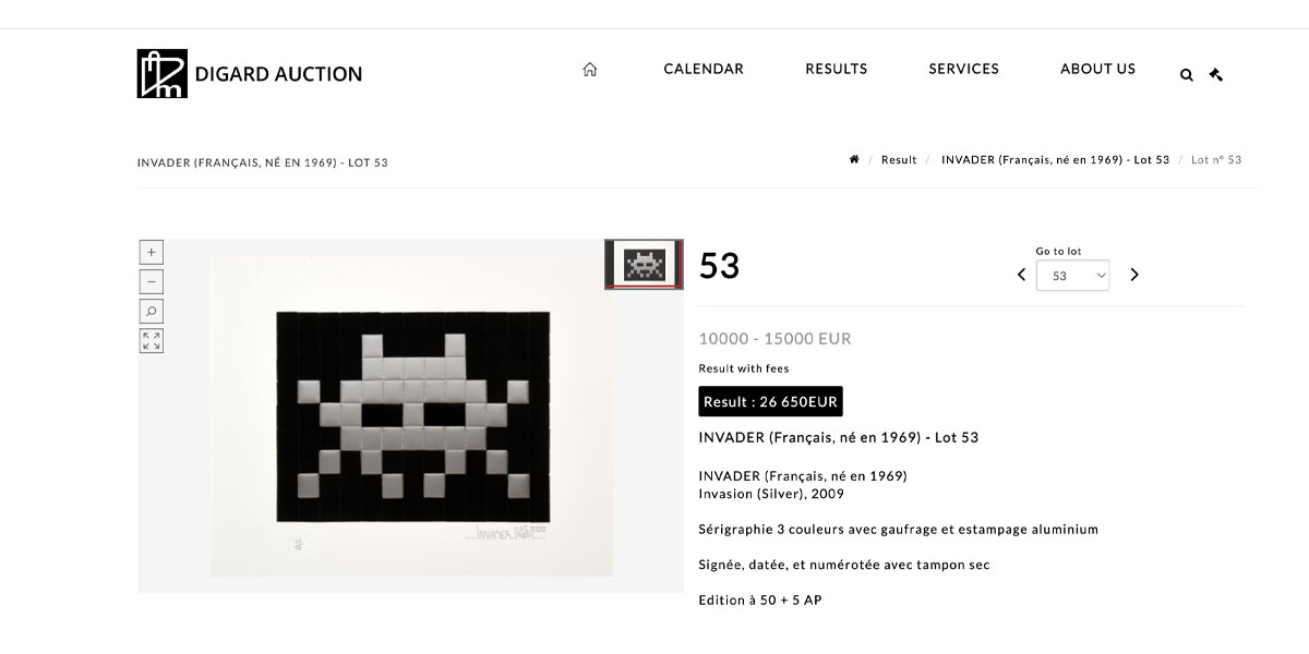 Invasion (Silver) sold by Digard Auction in 2021