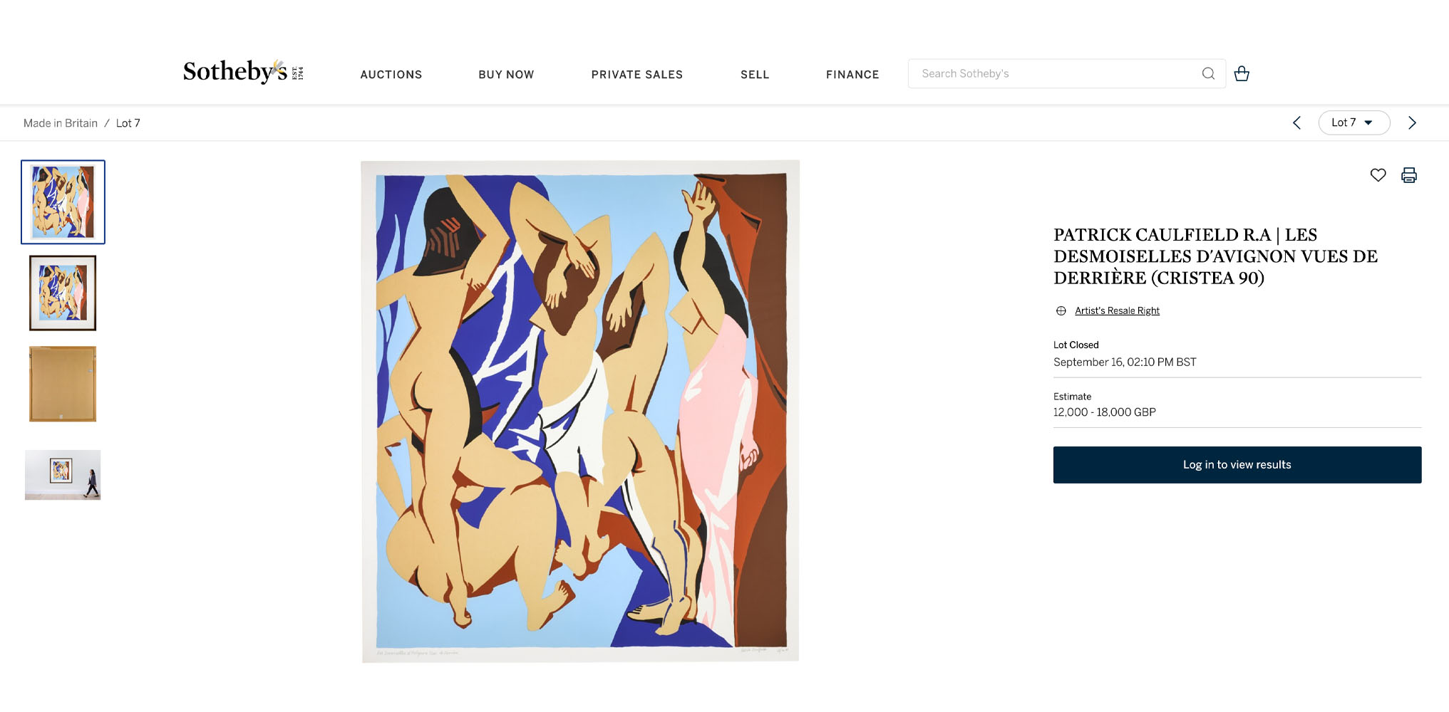 Les desmoiselles Les Demoiselles d’Avignon Vues de Derrière sold by Sotheby's in 2020