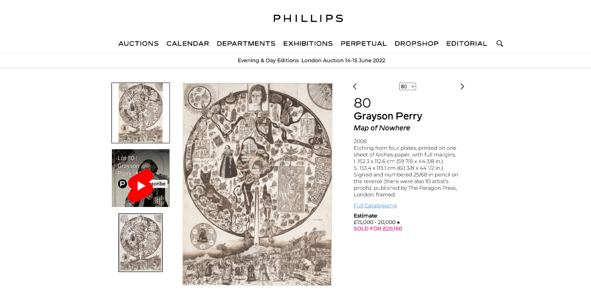 Map of Nowhere sold by Phillips in 2019