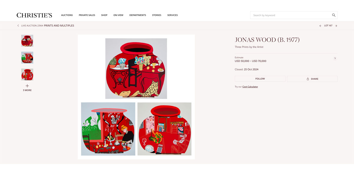 Mattise Pot 1, 2 and 3 sold by Phillips in 2018