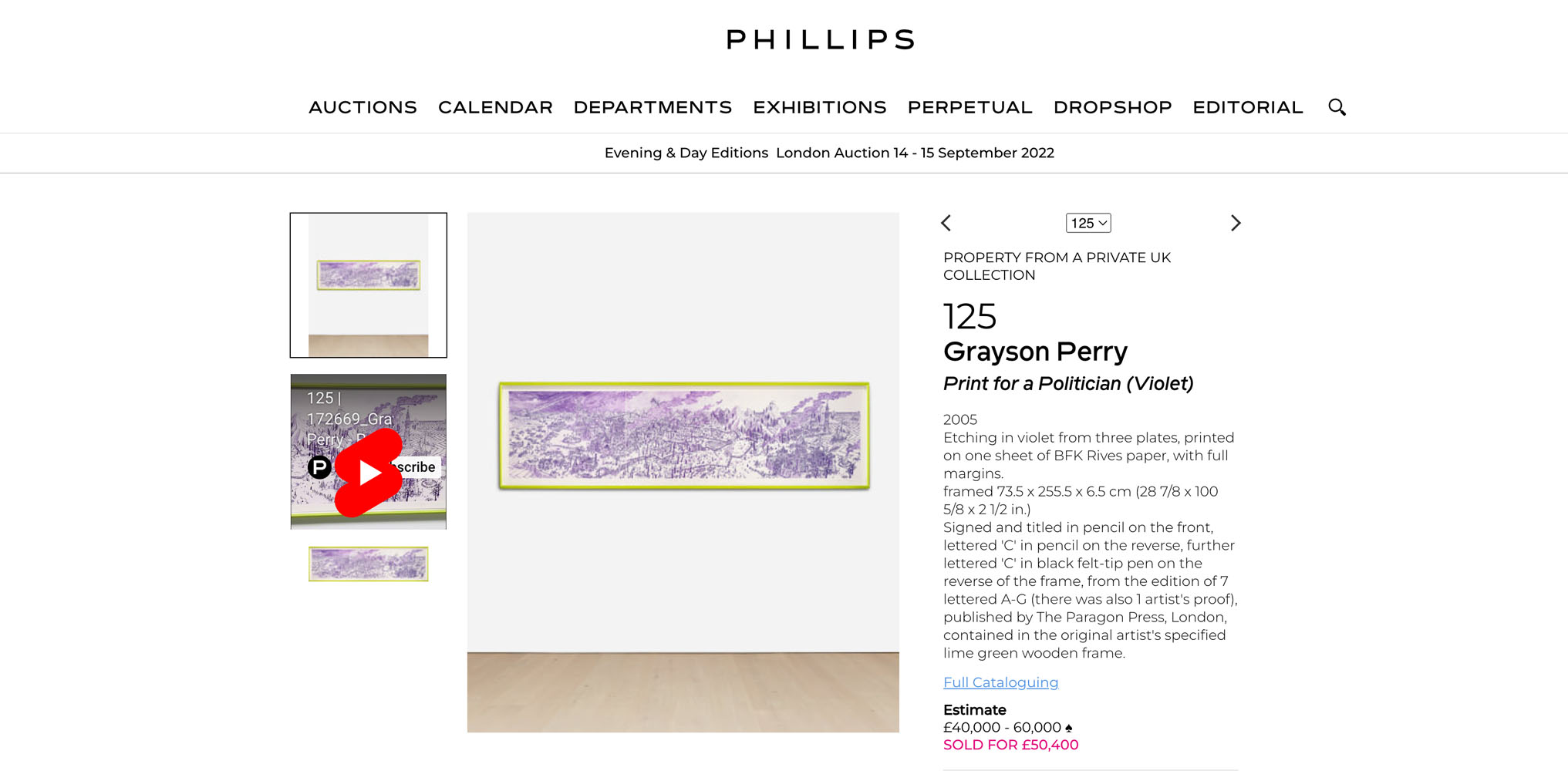 Print for a Politician (Violet) sold by Phillips in 2022