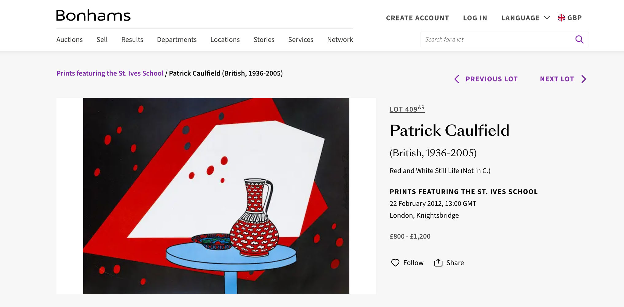 Still Life Still Life sold by Sotheby's in 2014