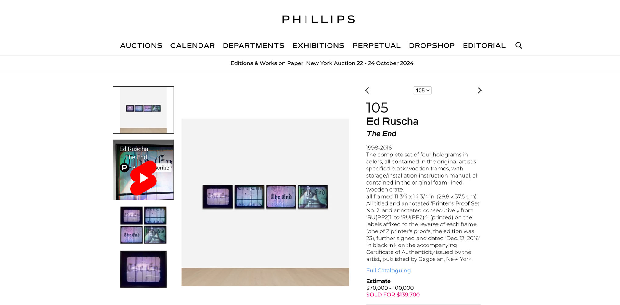 The End sold by Phillip's in 2024