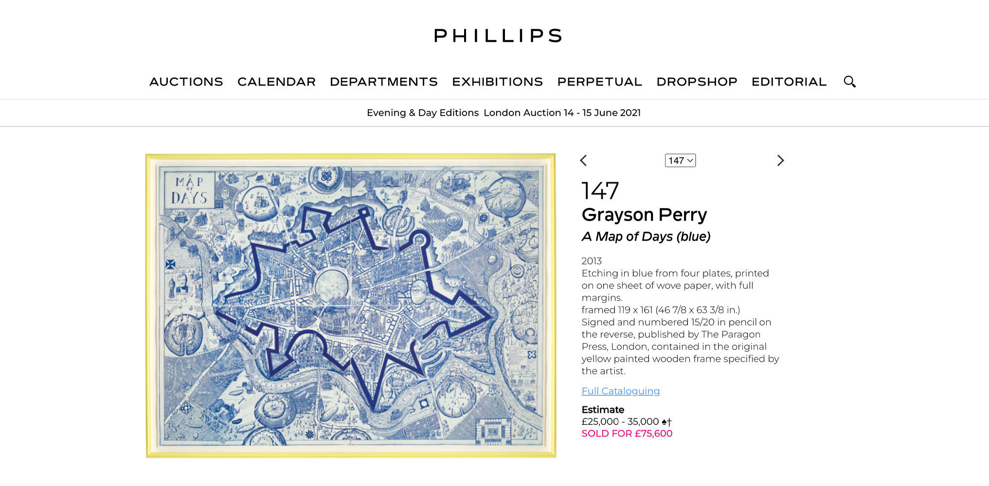 A Map of Days (Blue) sold by Phillips in 2021