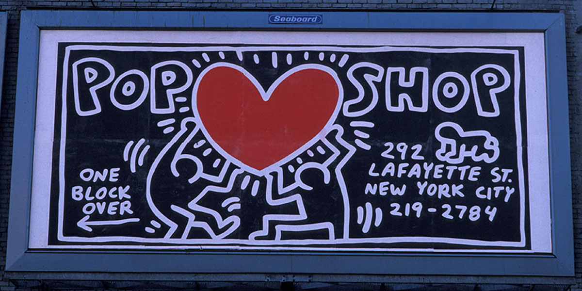 Billboard for Keith Haring's Pop Shop in NYC
