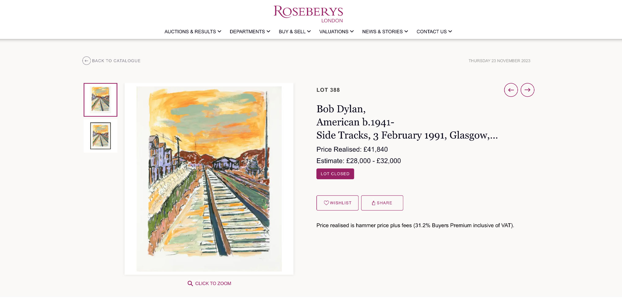 glasgow 3 February 1991, Glasgow, Scotland sold by Rosebery's in 2023