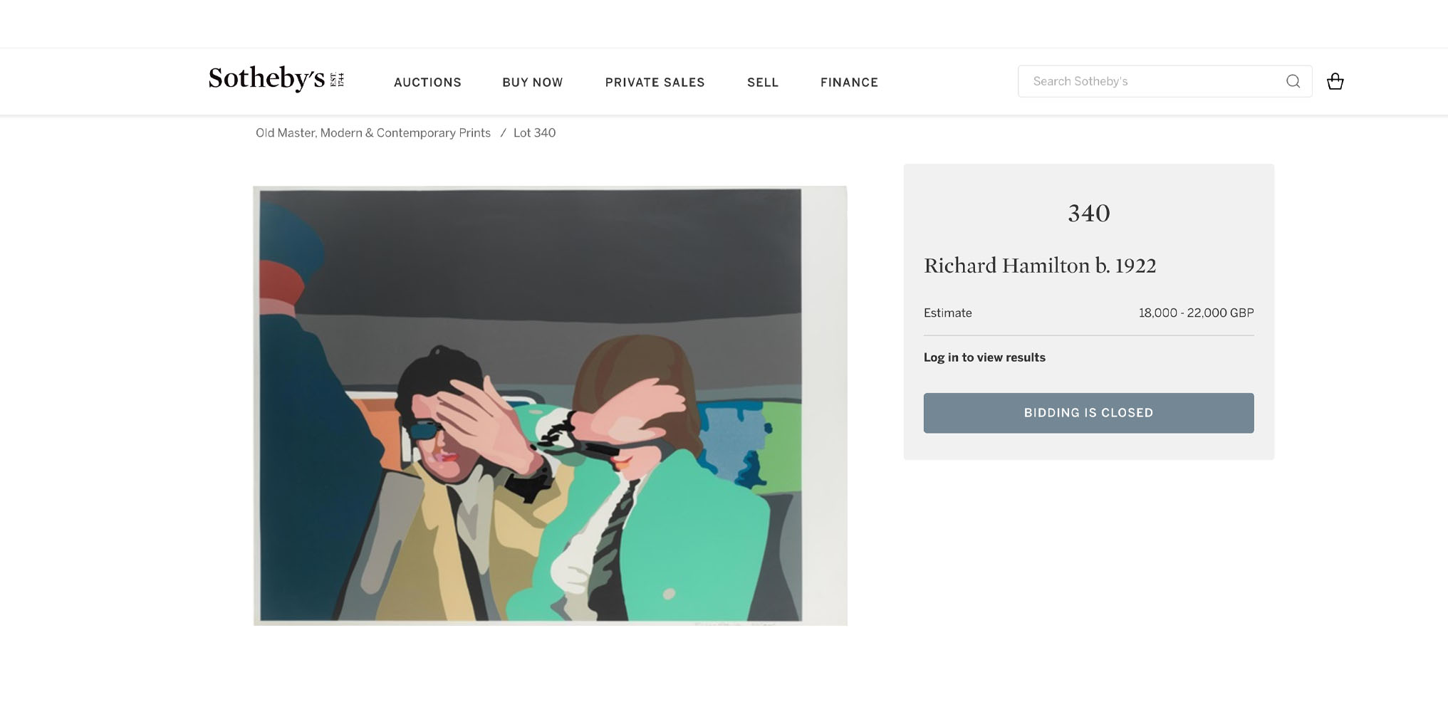 sixties Swingeing London III sold by Sotheby's in 2006