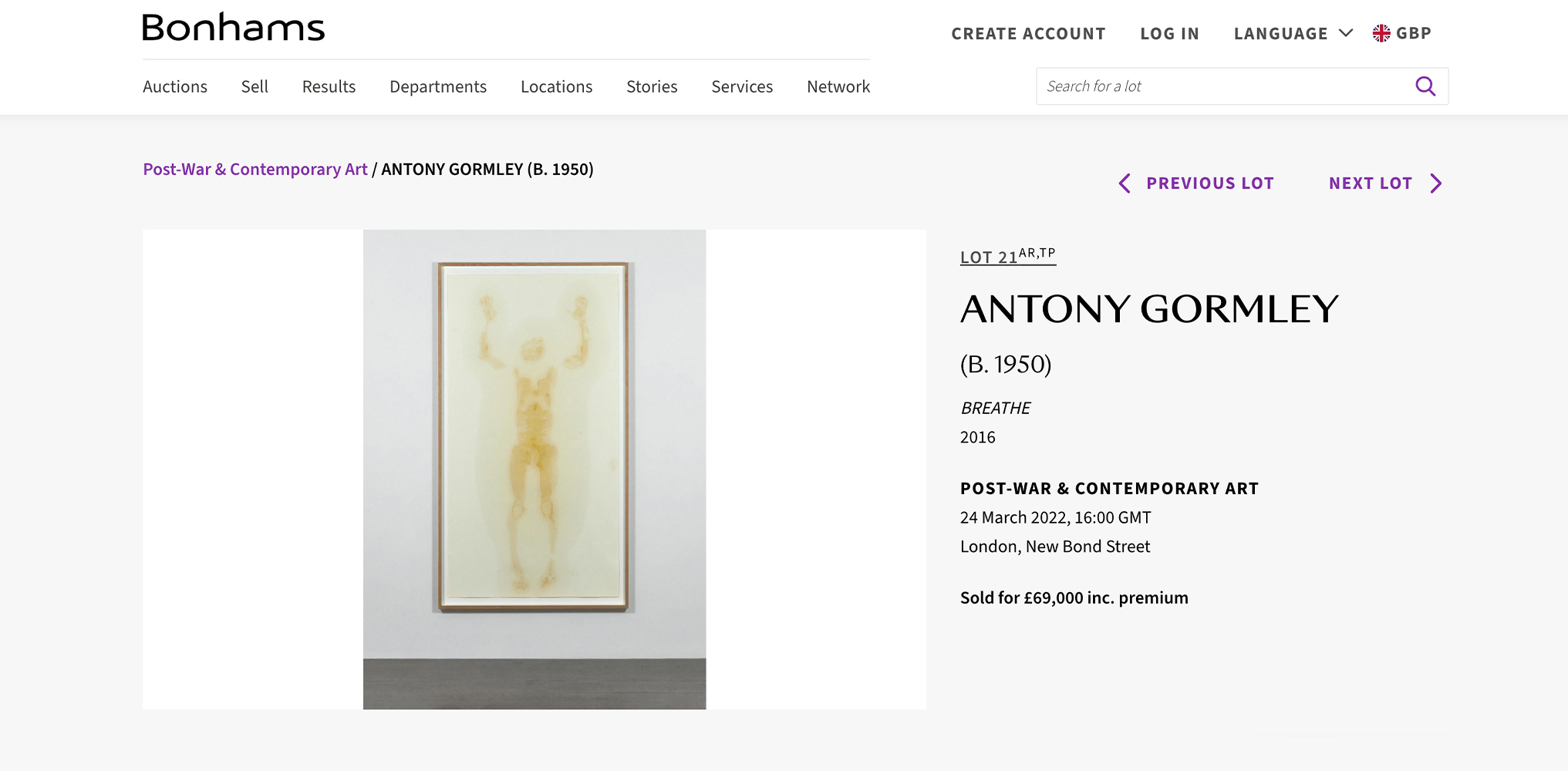 "Breathe" Sold at Bonhams in 2022
