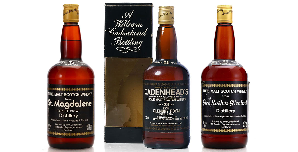 Sell Cadenhead Dumpies The font used for the distillery name changes across the series, giving a fun vintage edge to this iconic series.