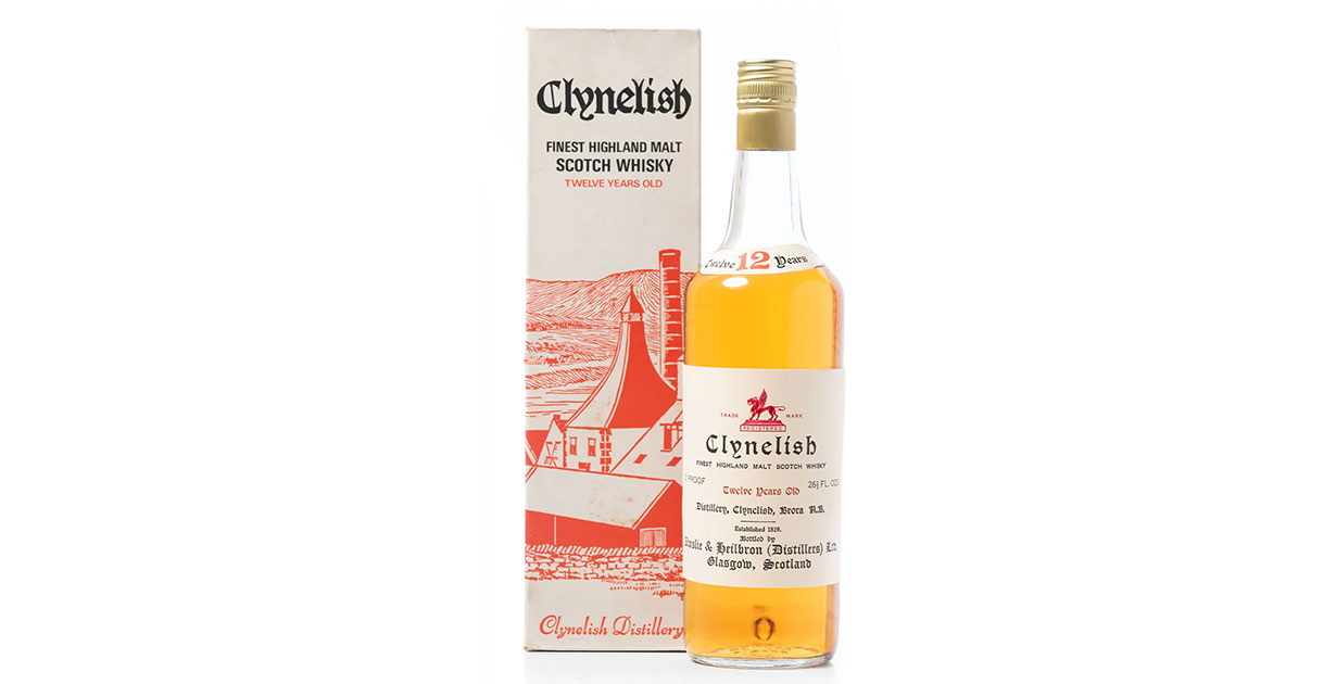 Sell Clynelish 12 Year Old Ainslie & Heilbron Whisky Bottle The most sought after early Clynelish 12 Year Old Ainslie & Heilbron has a distinctive white and red box and label.