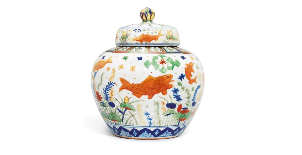 Jiajing Wucai “Fish” Jar and Cover