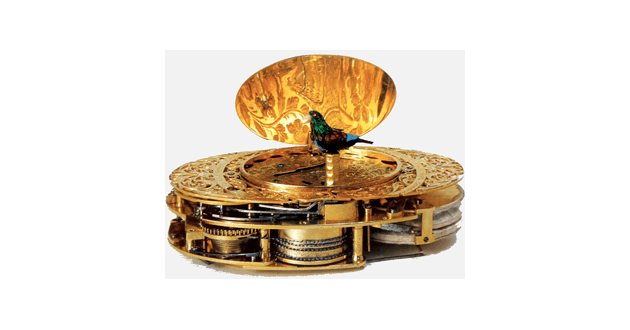 The movement from a singing bird box by Jaquet-Droz.